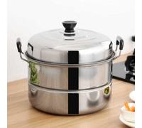 Olla Vaporera de Acero Inoxidable, Espesante Olla Vaporera de 2 Niveles de Gran Capacidad para Cocinar al Vapor Verduras Huevos Estufa de Gas