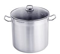 Olla XXL de Acero Inoxidable Con Tapa de Cristal - 20 L / 30 x 28 cm - Universal Con Base de Aluminio - Multiusos Para Cocina y Horno, Apta Para Lavavajillas - Plata