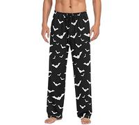 Ollabaky Pantalones de pijama para hombre, ropa de dormir, pantalones de pijama con bolsillos, pantalones de pijama para hombre, Halloween murciélagos, Medium