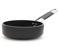 Ollas Agnelli Alblack Alta Cazuela, de Aluminio, de Espesor 5 mm, Fondo de inducción de 10 mm, con Mango Tubular de Acero Inoxidable Fresco, Negro, 20 cm