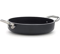 Ollas Agnelli Alblack Baja Cazuela, de Aluminio, de Espesor 5 mm, Fondo de inducción de 10 mm, con 2 Asas en Acero Inoxidable, Negro, 28 cm