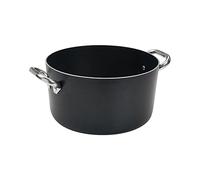 Ollas Agnelli Alblack Cazuela Alta de Aluminio, Espesor de 3 mm, con 2 Asas en Acero Inoxidable, Negro, 28 cm