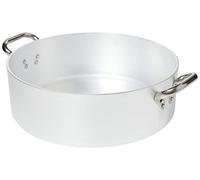 Ollas Agnelli Cazuela cilíndricos, Baja, radiante, de aluminio, de espesor 5 mm, con 2 asas en acero inoxidable, plata, 12 Litros