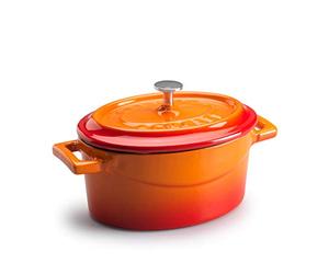 Ollas Agnelli cocción Lenta Oval Cazuela con Dos Asas, de fundición Gris, Naranja, 0,4 litros