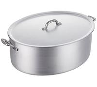 Ollas Agnelli Oval cazuela con Dos Asas y Tapa, BLTF Aluminio, con Final de Matt, de Plata, 36 cm