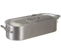 Ollas Agnelli Pesciera con Dobladillo, Cubierta y Parrilla, con 2 Asas, BLTF Aluminio, con Acabado Mate, Tipo económico, de Plata, 35 cm