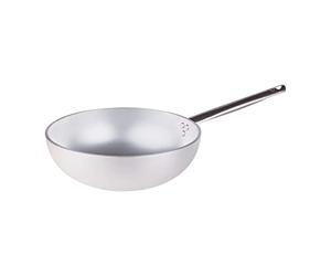 Ollas Agnelli Wok radiantes, Aluminio, con Plan de Fondo, manija de Acero Inoxidable, Plata, 32 cm