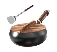 Ollas Antiadherentes | Ollas De Cocina Antiadherentes Y Utensilios De Hierro Fundido - Sartén De Fondo Plano Con Tapa Y Espátula, Utensilios De Cocina Para Todo Tipo De Fogones, Placas Eléctricas, Bar