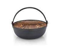 Ollas de hierro fundido para exteriores con tapa de madera, para camping, para profundizar en sopa, macetas colgantes para exteriores e interiores