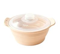 Ollas de vapor de silicona para microondas con tapa y cesta con asa, diseño plegable para comidas, recipiente de vapor de silicona de cocción rápida de 42 onzas