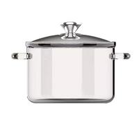 Ollas de vidrio para cocinar en la estufa, ola de cocción a fuego lento de vidrio transparente 3.5L estufa de utensilios de cocina grandes de la cacerola de borosilicato segura con manijas anti-escal