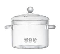 Ollas de vidrio para cocinar, olla de vidrio de borosilicato de 1,5 l/50 oz de alto con tapa, ollas transparentes duraderas resistentes al calor para pasta, sopa, leche, té, ensalada, olla de vidrio t
