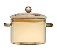 Ollas de vidrio para cocinar, olla de vidrio de borosilicato de 1,5 l/50 oz de alto con tapa, ollas transparentes duraderas resistentes al calor para pasta, sopa, leche, té, ensalada, olla de vidrio á