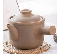 Ollas medicinales chinas de loza sin esmaltar, cacerola de cerámica de terracota natural con tapas, olla de arcilla para cocinar sopa (3.17QT/3L)