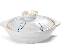 Ollas, Olla para estofado de cerámica retro, cacerola de 1,6 litros con tapa, utensilios de cocina de cerámica, cacerola poco profunda con doble asa, sartén para horno de larga duración para el hogar/