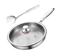 Ollas para cocinar de acero al titanio - Sartenes antiadherentes con tapa y espátula, ollas de cocina antiarañazos, distribución uniforme del calor, juego para freír | Uso culinario para pan