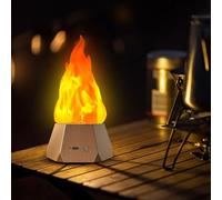 Ollcuz Lámpara de fuego falsa, velas sin llama recargables por USB con llama parpadeante, luz LED de llama de 3 modos para acampar al aire libre, vacaciones, Halloween, Navidad, Acción de Gracias