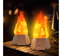 Ollcuz Luces LED de Halloween, fuego falso recargable por USB con llama parpadeante, iluminación LED impermeable para camping, fiesta, patio, jardín, patio trasero, decoraciones de Halloween, paquete