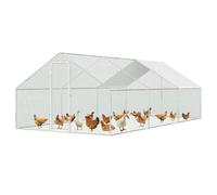 Ollewiellan 3 x 8 x 2 m Gallinero de metal al aire libre, jaula para gallinas, gallinas para animales pequeños, pajarera con cubierta de techo, recinto para animales pequeños