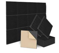 Ollewiellan 48 paneles acústicos de espuma acústica autoadhesivos, 2,5 x 30 x 30 cm, aislamiento acústico, absorción de ecos, aislamiento acústico para casa y estudio, decoración de juegos, podcasts,