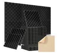 Ollewiellan 72 paneles acústicos de espuma acústica autoadhesivos, 30 x 30 x 2,5 cm, aislamiento acústico, absorción de ecos, aislamiento acústico para casa y estudio, decoración de juegos, podcasts,