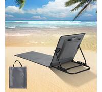 Ollewiellan Colchoneta de playa plegable, acolchada, tumbona de playa con bolso, compartimentos de almacenamiento, cojín integrado con ajuste de 5 velocidades, tejido resistente al desgaste (145 cm,