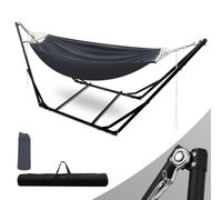 Ollewiellan Hamaca con estructura, estructura de metal, hamaca plegable para jardín, hasta 150 kg, para exteriores, para camping, jardín, piscina, balcón, con bolsa de transporte, estructura de metal