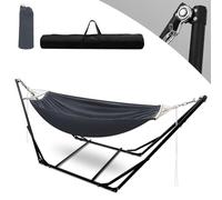 Ollewiellan Hamaca con estructura, hasta 150 kg, estructura de metal, plegable, para jardín, jardín, piscina, balcón, con bolsa de transporte, estructura de metal