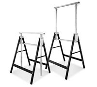 Ollewiellan Juego de 2 caballetes telescópicos, altura regulable de 80 a 130 cm, soporte plegable de acero, con capacidad de carga de 200 kg por par para taller, garaje, obra, color negro