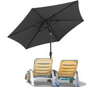 Ollewiellan Sombrilla de 350/270 cm de Diámetro Con Manivela y Protección UV 50+, para Playa, Jardín, Terraza, Balcón, Piscina - Impermeable Sin Soporte, Gris