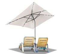 Ollewiellan Sombrilla LED solar 300 x 200 cm Beige con manivela | Sombrilla rectangular sombrilla jardín terraza sombrilla protección solar UV50+ plegable impermeable para jardín, sin soporte