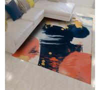 OLLIAR Home 100x150 Alfombra salón Alfombra Abstracta Moderna contemporánea Pinceladas Lavables alfombras Antideslizantes Pelo bajo Entrada Cocina lavandería