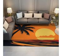 OLLIAR Home Alfombra Puerta Palmera Tropical Decoración Arte Pop al Atardecer del Océano Alfombras Modernas Antideslizantes Alfombras Interiores Fáciles Limpiar para Sala Estar Balcón Patio 120x180cm