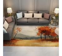 OLLIAR Home Alfombras abstractas Modernas Paisaje otoño Desierto Árbol Acuarela Alfombra Interior Lavable Antideslizante Alfombra Pelo bajo para Dormitorio Balcón Patio 100x150cm