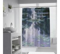 OLLIAR Home Impressionist Style Bathroom Curtains Classic Water Lily Floral Shower Curtain Sets Retro Oil Painting Art Waterproof Fabric for Bathroom Decor 100x200cm