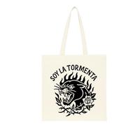 OLLIE STORE - Tote Bag Diseño Tattoo Old School | Bolsas de Tela 100% Algodón Natural 38x42 cm | Asas Largas | Estampadas a Mano en España | Varios Diseños Exclusivos (SOY LA TORMENTA)