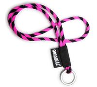 OLLIE TRICK Lanyard - Llavero de cuello tubular con anilla de metal para llaves de casa, coche y gadgets, grosor de 8 mm, colorido, robusto y adhesivos, Rosa Fluo Negro, Talla única