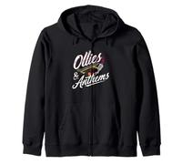 Ollies & Anthems Skateboard Music Retro Vinyl Skater Sudadera con Capucha