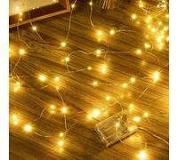 Ollny 10 m 100 LED Lichterkette batería interior cobre blanco cálido | IP44 impermeable, mini cadena de luces para bricolaje, jardín, balcón, fiesta, decoración de bodas
