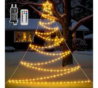 Ollny 4,2 m de iluminación navideña para exteriores, 166 luces LED, funciona con corriente, con temporizador regulable, 8 modos y protección IP67 contra el agua para decoración navideña exterior