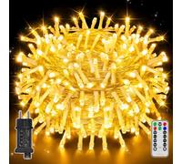 Ollny Cadena de Luces Led 20M 200 LED, Luces Navidad Exterior Blanco Cálido 8 Modos, Luces de Árbol de Navidad con Remoto parar Árbol de Navidad, Fiesta, Terraza