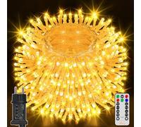 Ollny Cadena de Luces LED 40M 400 LED, Luces Navidad Exterior Blanco Cálido 8 Modos, Con Remoto para Árbol, Fiesta, Terraza