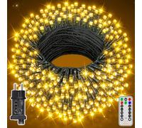 Ollny Cadena de luces para árbol de Navidad, 40 m, 400 LED, para exteriores, funciona con electricidad con mando a distancia y temporizador, 8 modos, luz blanca cálida, exterior, fiestas, balcón