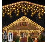 Ollny Guirnalda Luces Exterior 10M, 396 LED Cortina de Luces 8 Modos Impermeable Cascada Luces Decoración de Interiores y Exteriores para Navidad, Fiestas Jardín Balcon Ventana (Blanco Cálido)
