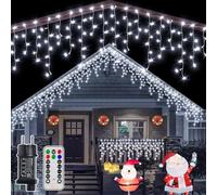 Ollny Guirnaldas Luces Exterior, 12M 486 LED Guirnalda Luces IP44 Impermeablet, 8 Modes Interior y Exterior Cadena de Luces para Jardín, Patio, Fiesta (Blanco frio)