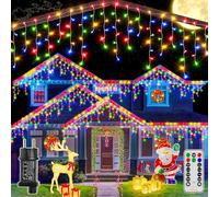 Ollny Guirnaldas Luces Exterior, 12M 486 LED Guirnalda Luces IP44 Impermeablet, 8 Modes Interior y Exterior Cadena de Luces para Jardín, Patio, Fiesta (Color)