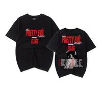 OLLQSB Ellise The Pretty Evil Tour T-Shirt Camiseta De Manga Corta, Unisex, Cuello Redondo Casual, Estampado Estilo Urbano.,Negro,XS