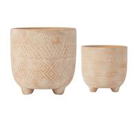 Olly & Rose Andaluz - Juego de macetas de cerámica de 2 a 16,5 cm, 11,5 cm, terracota con patrón grabado, macetas medianas para exteriores e interiores, macetas de terracota