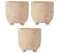 Olly & Rose Andaluz - Juego de macetas de cerámica de 3 a 11,5 cm, terracota con patrón grabado, macetas pequeñas para exteriores e interiores, cactus y suculentas, macetas de terracota
