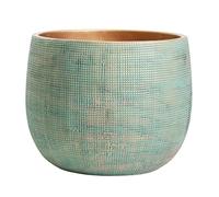 Olly & Rose Bali - Maceta de cerámica Verde Dorado - Grande 25 cm - Macetas Interiores y Exteriores (Verde y Dorado Grande)